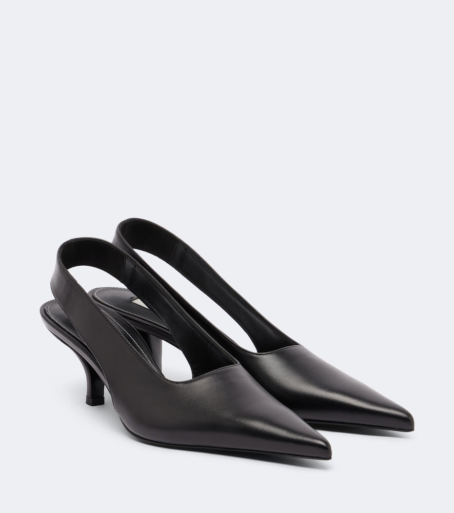 Toteme Leather slingback pumps (Black) - Mid Heel Pumps