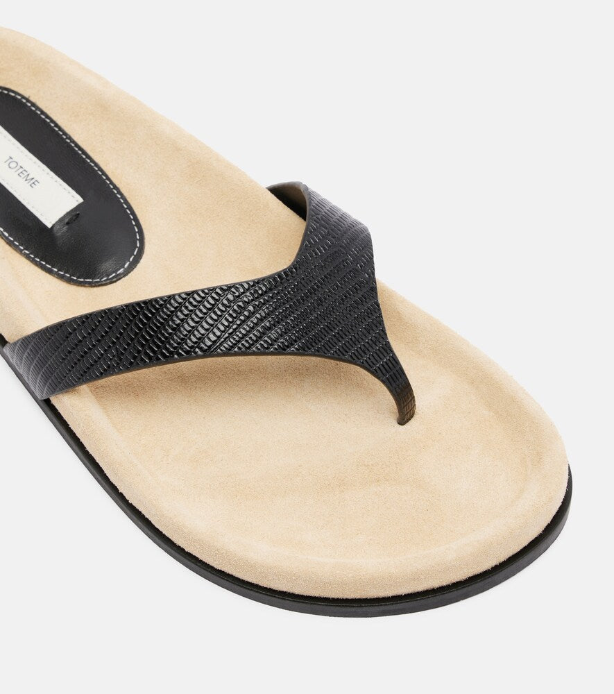 Toteme Leather thong sandals (Black) - Flat Sandals