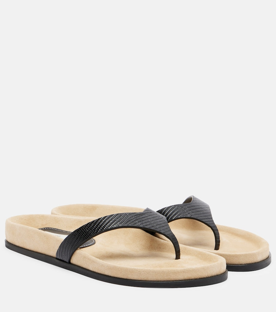 Toteme Leather thong sandals (Black) - Flat Sandals