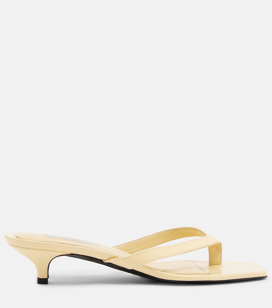 Toteme Leather thong sandals in Yellow - Mid Heel Sandals