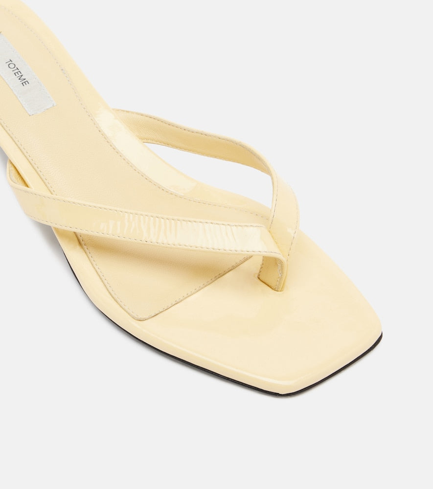 Toteme Leather thong sandals in Yellow - Mid Heel Sandals