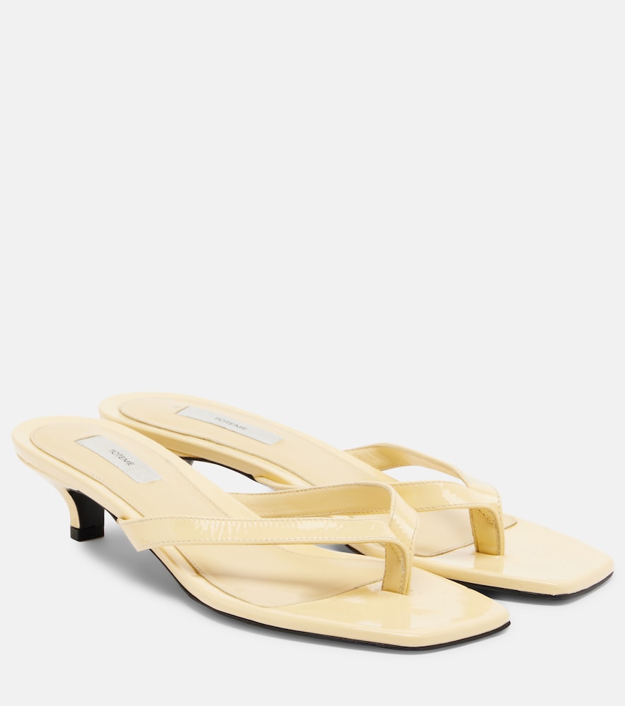 Toteme Leather thong sandals in Yellow - Mid Heel Sandals