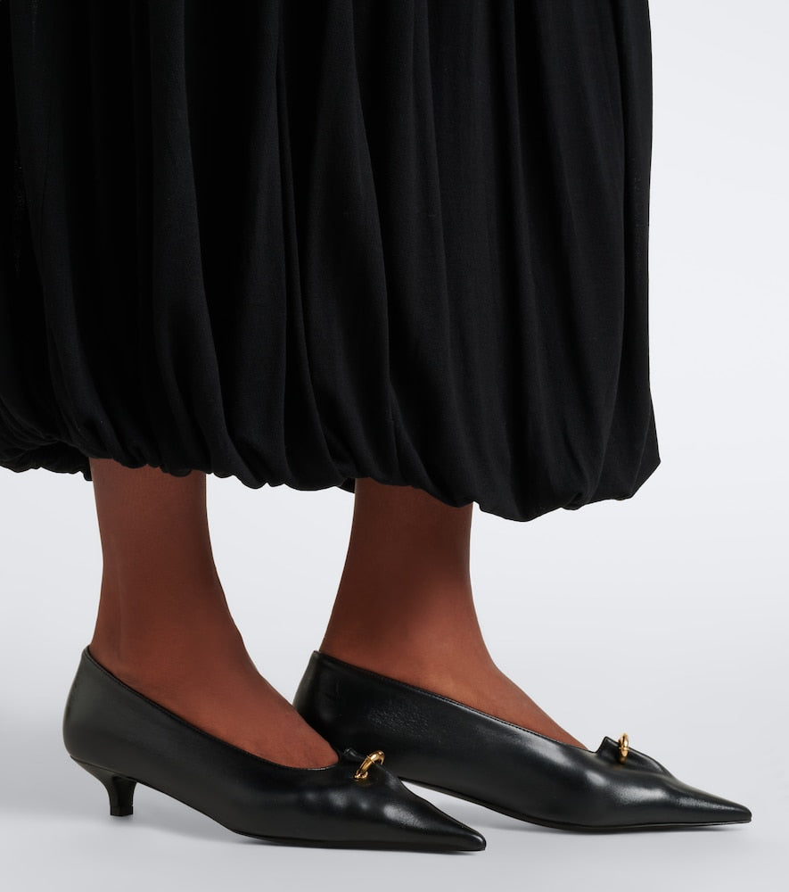 Toteme Pierced embellished leather pumps (Black) - Mid Heel Pumps