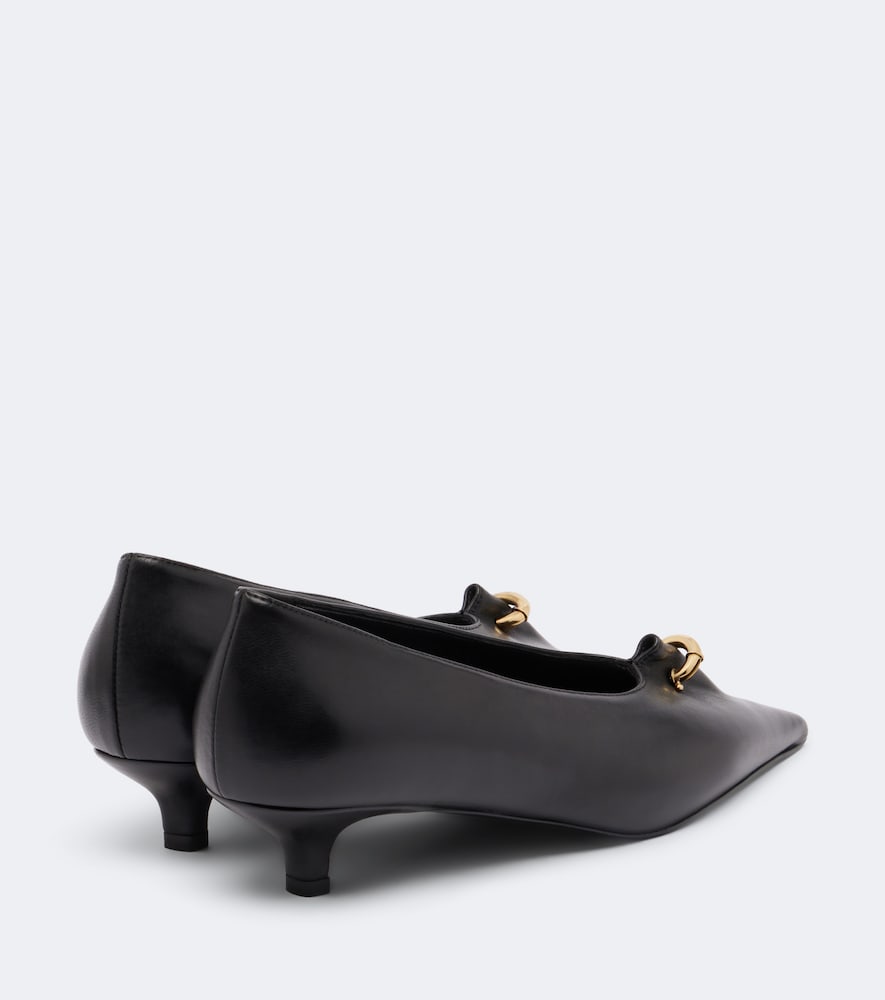 Toteme Pierced embellished leather pumps (Black) - Mid Heel Pumps