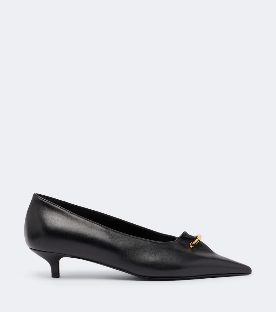 Toteme Pierced embellished leather pumps (Black) - Mid Heel Pumps