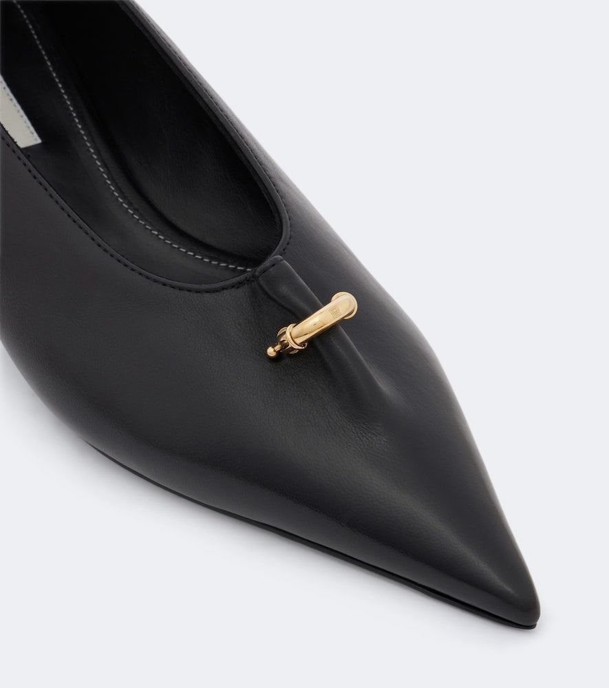 Toteme Pierced embellished leather pumps (Black) - Mid Heel Pumps