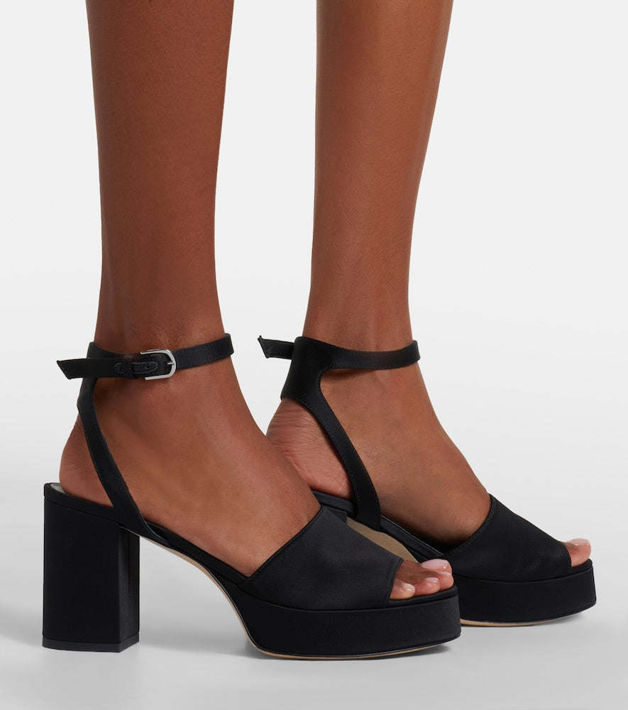 Black Toteme Satin platform sandals - Mid Heel Sandals