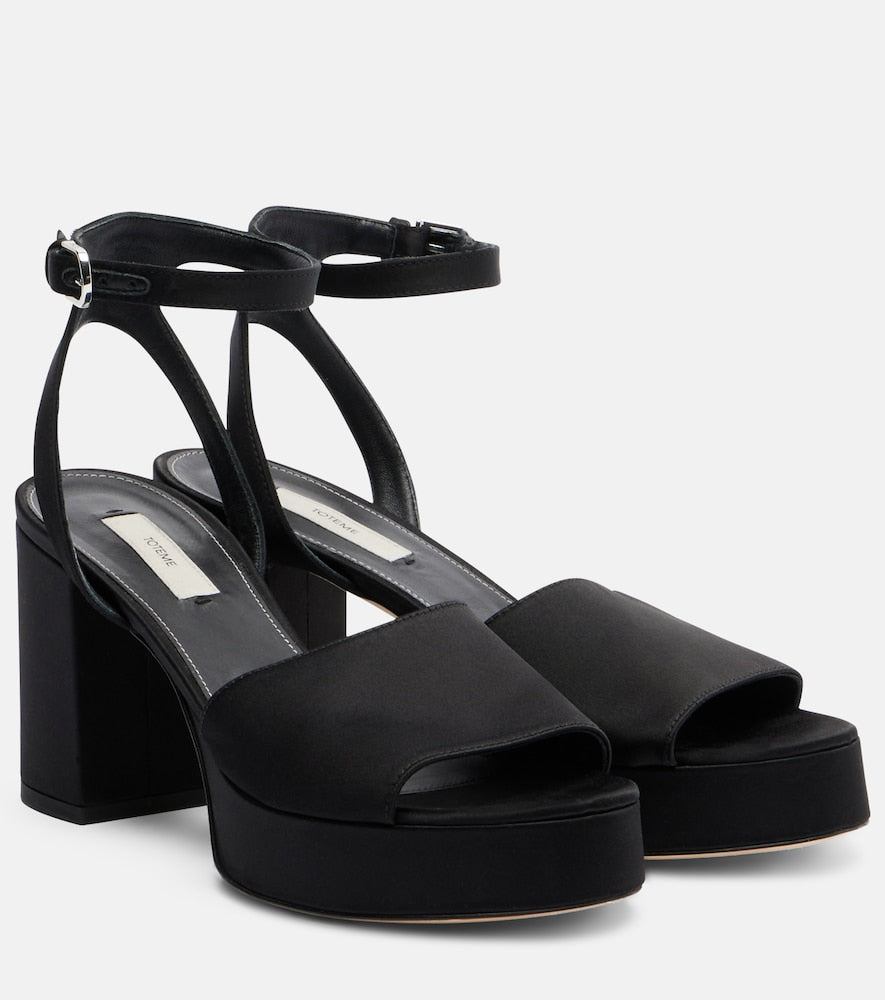 Black Toteme Satin platform sandals - Mid Heel Sandals