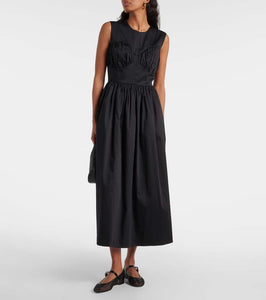 Tove Delphine gathered cotton-blend midi dress