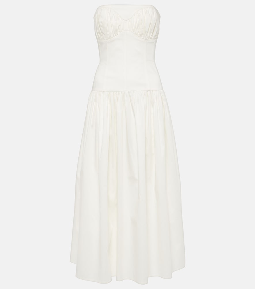 Tove Lauryn strapless cotton-blend midi dress. Tove Lauryn 无肩带棉混纺中长连衣裙