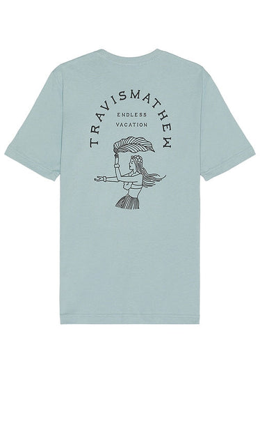 TravisMathew Forbidden Isle T-Shirt in Blue - TravisMathew - T-shirt Forbidden Isle en bleu - TravisMathew 紫禁岛 T 恤 - TravisMathew Forbidden Isle T-Shirt in Blau - TravisMathew Forbidden Isle 티셔츠블루 색상 - T-shirt TravisMathew Forbidden Isle in blu