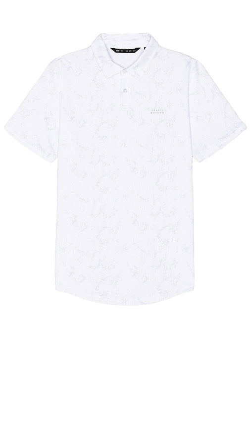 TravisMathew Warmer Tides Scoop Polo Shirt in White - TravisMathew Warmer Tides - Polo à encolure dégagée - Blanc - TravisMathew Warmer Tides 白色汤匙 Polo 衫 - TravisMathew Warmer Tides Scoop Poloshirt in Weiß - TravisMathew Warmer Tides 스쿠프 폴로 셔츠화이트 색상 - Polo TravisMathew Warmer Tides Scoop in bianco