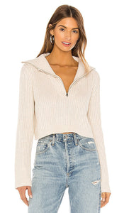 Tularosa Lovelle Zip Up Sweater in Beige - Tularosa Lovelle Pull zippé en beige - Tularosa Lovelle 米色拉链毛衣 - Tularosa Lovelle Pullover mit Reißverschluss in Beige - Tularosa Lovelle 집업 스웨터베이지 색상 - Maglione con zip Tularosa Lovelle in beige