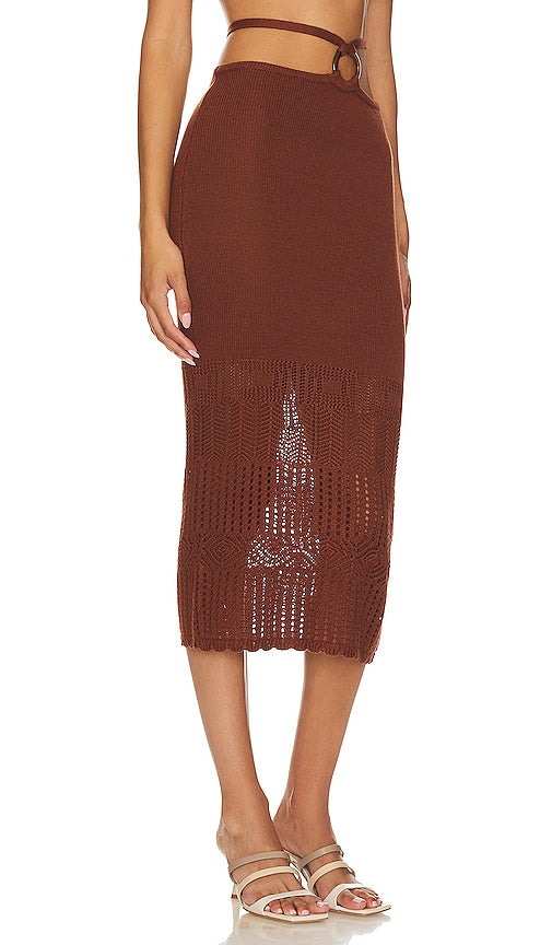 Tularosa Sachi O Ring Midi Skirt in Brown