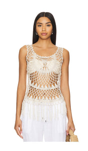 Tularosa Talie Crotchet Top in Beige - Tularosa Talie Haut Crotchet en Beige - Tularosa Talie 米色四角编织上衣 - Tularosa Talie Crotchet Top in Beige - Tularosa Talie 크로셰 탑 베이지 색상 - Top all'uncinetto Tularosa Talie in beige