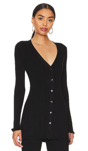 Tularosa Variegated Rib Cardi in Black