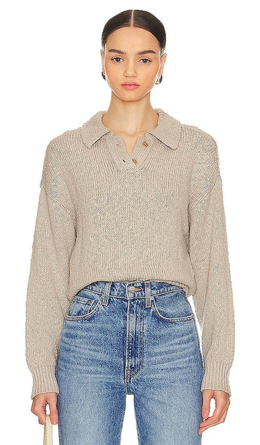 Tularosa Zinia Collared Sweater in Taupe - Pull à col Tularosa Zinia en taupe - Tularosa Zinia 灰褐色领毛衣 - Tularosa Zinia Kragenpullover in Taupe - Tularosa Zinia 칼라 스웨터 - Maglione con colletto Tularosa Zinia in tortora