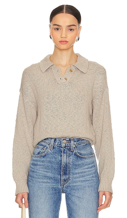 Tularosa Zinia Collared Sweater in Taupe - Pull à col Tularosa Zinia en taupe - Tularosa Zinia 灰褐色领毛衣 - Tularosa Zinia Kragenpullover in Taupe - Tularosa Zinia 칼라 스웨터 - Maglione con colletto Tularosa Zinia in tortora