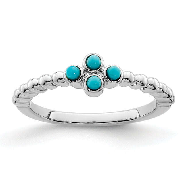 Turquoise White Gold Ring - Size 7