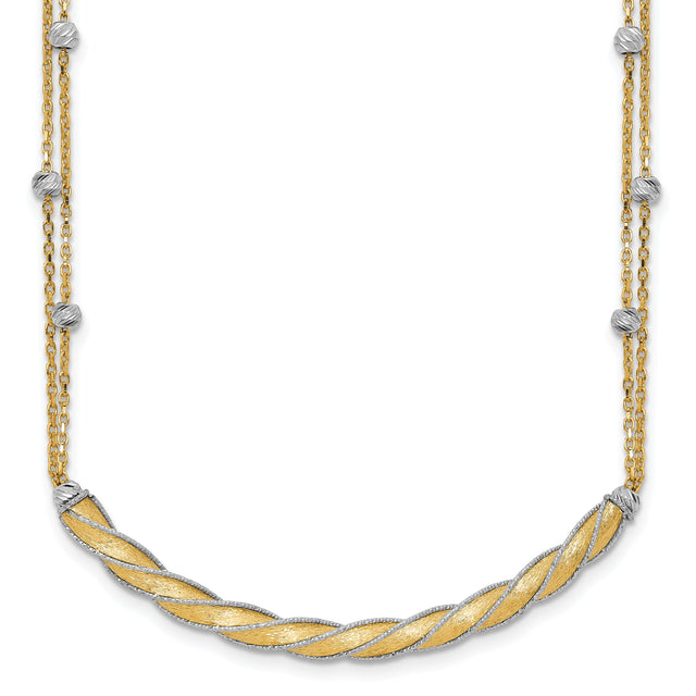 Two-Tone Gold Hollow Twist Curved Bar Necklace