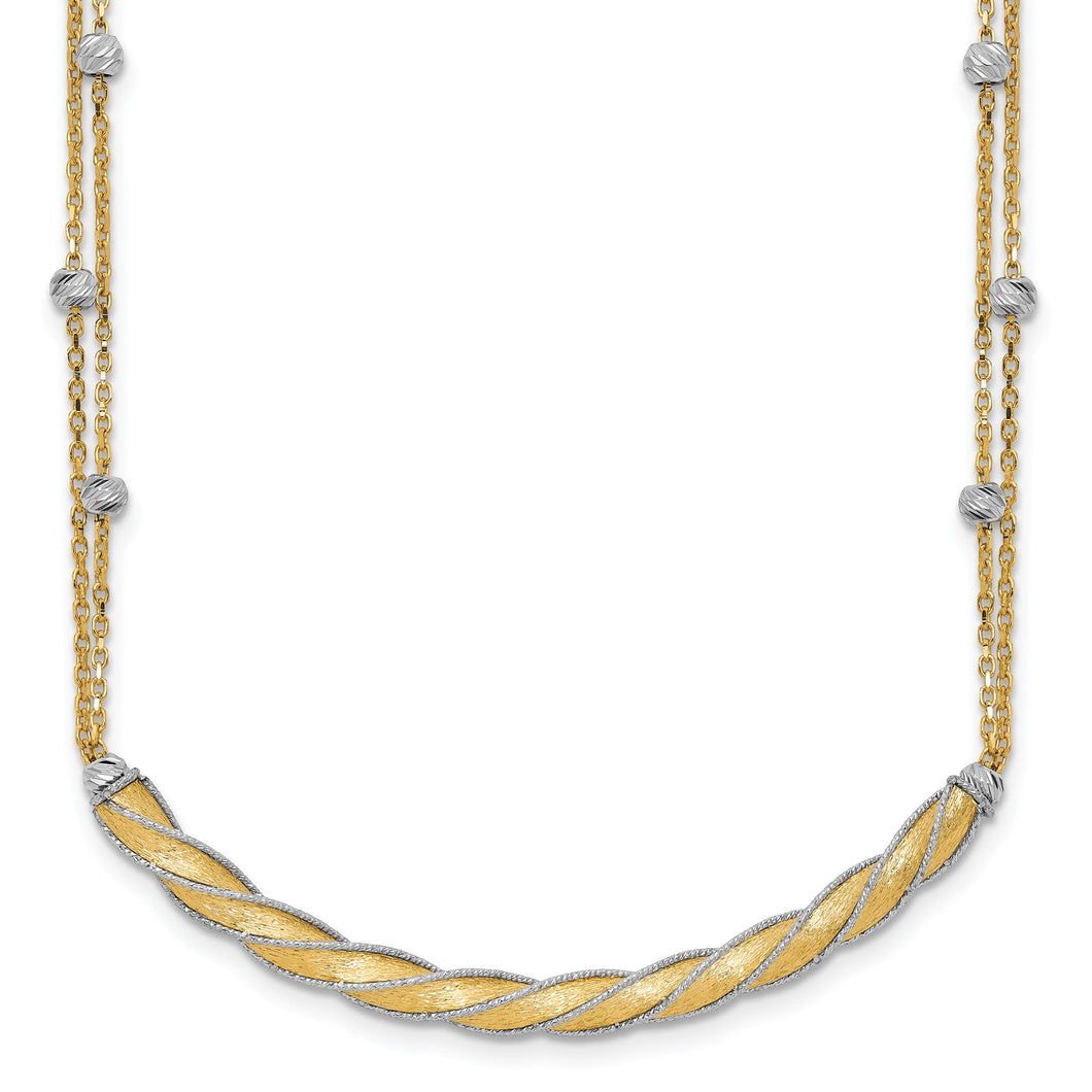 Two-Tone Gold Hollow Twist Curved Bar Necklace