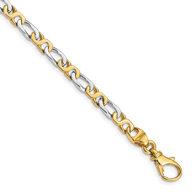 Two-Tone Gold Solid Fancy Link Bracelet | 4.8mm | 7 Inches
