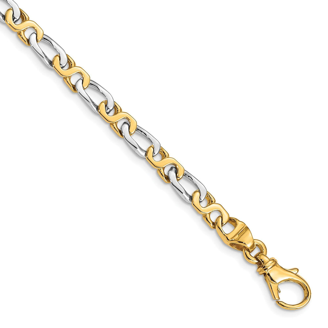 Two-Tone Gold Solid Fancy Link Bracelet | 4.8mm | 7 Inches