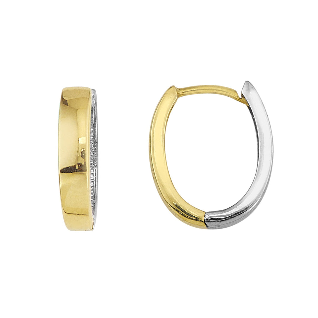 Two-Tone Oval Hoop Earrings