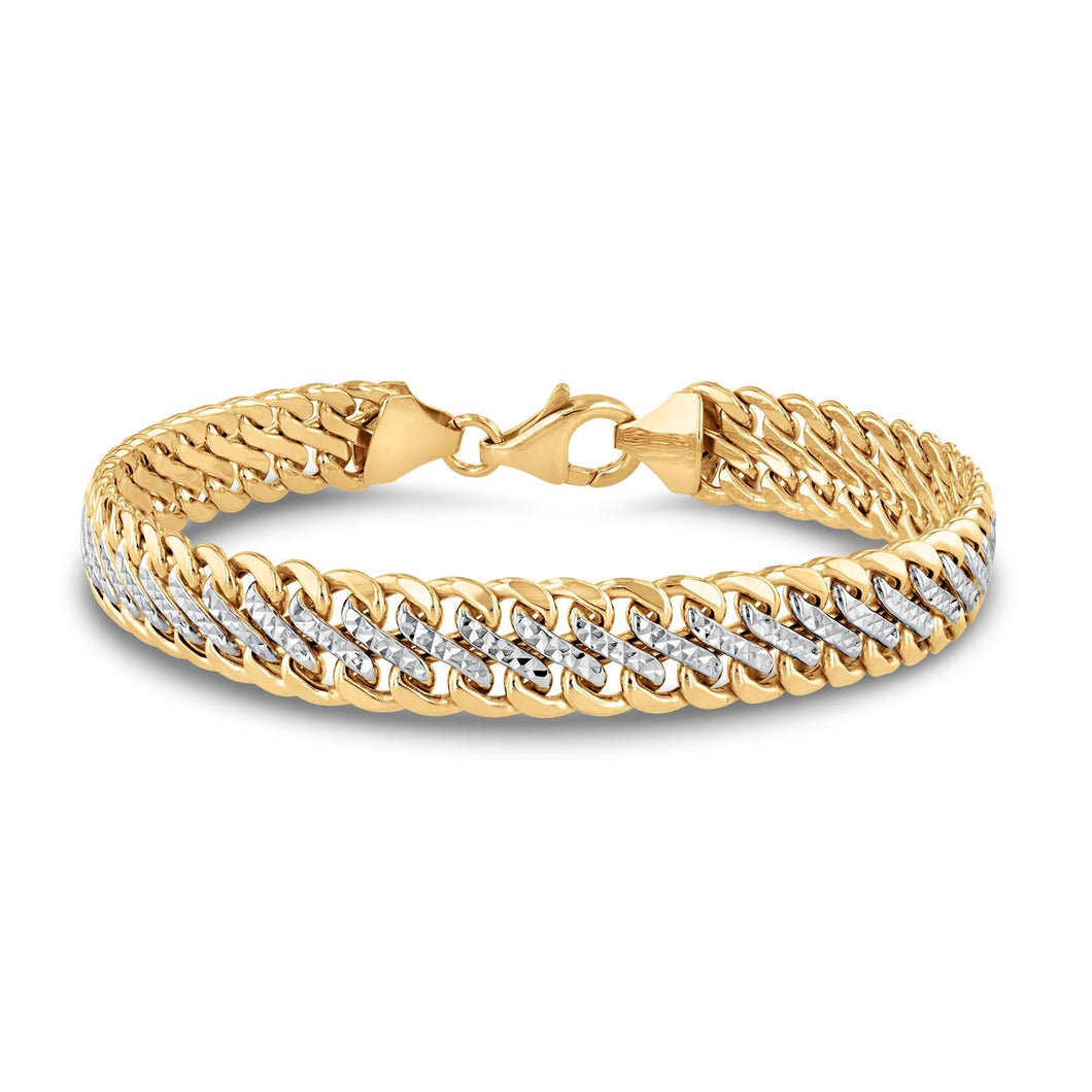 Two-Tone Pave Fancy S-Link Chain Bracelet | 8.7mm | 8.5 Inches