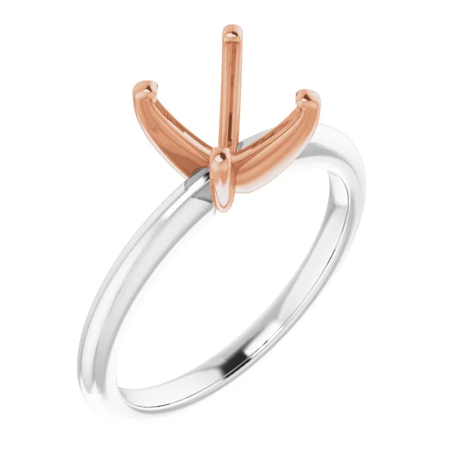 Two-Tone White and Rose Gold Solitaire Engagement Ring Setting