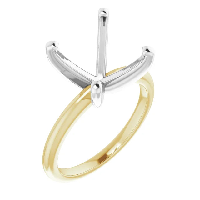 Two-Tone Yellow and White Gold Solitaire Engagement Ring Setting