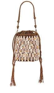 Ulla Johnson Nadia Seashell Bucket Bag in Brown