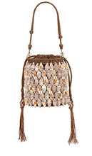 Ulla Johnson Nadia Seashell Bucket Bag in Brown