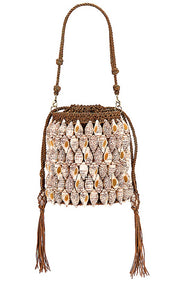 Ulla Johnson Nadia Seashell Bucket Bag in Brown