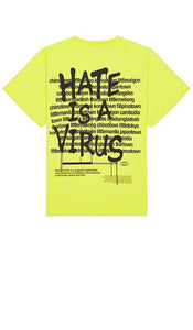 UPRISERS Hate is a Virus Tee in Yellow - UPRISERS La haine est un t-shirt virus en jaune - UPRISERS Hate is a Virus 黄色 T 恤 - UPRISERS Hate ist ein Virus-T-Shirt in Gelb - UPRISERS Hate is a Virus 티셔츠 옐로우 색상 - UPRISERS Hate è una maglietta Virus in giallo