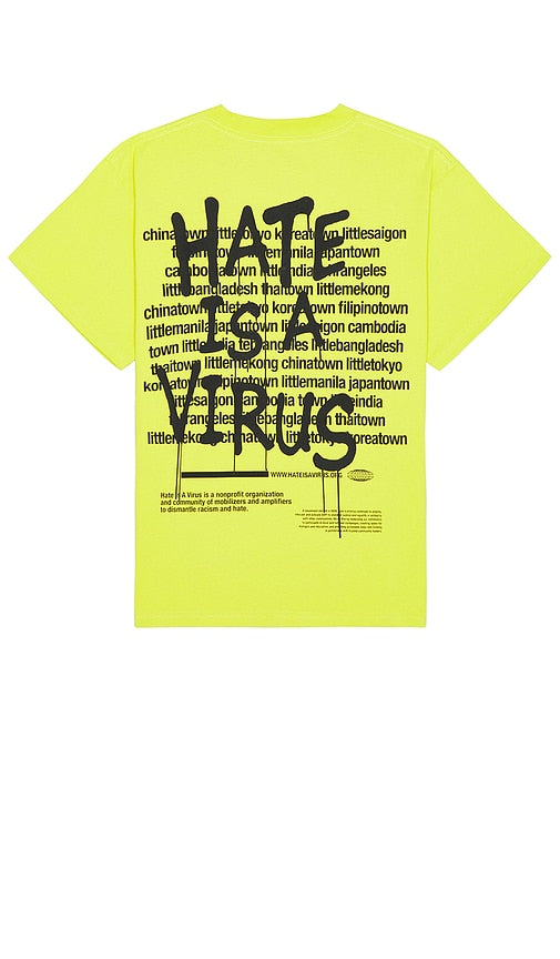 UPRISERS Hate is a Virus Tee in Yellow - UPRISERS La haine est un t-shirt virus en jaune - UPRISERS Hate is a Virus 黄色 T 恤 - UPRISERS Hate ist ein Virus-T-Shirt in Gelb - UPRISERS Hate is a Virus 티셔츠 옐로우 색상 - UPRISERS Hate è una maglietta Virus in giallo