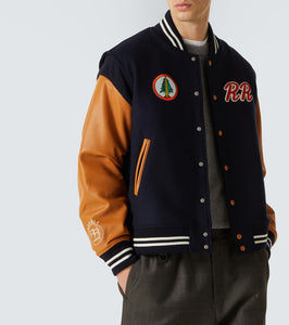 Undercover x Twin Peaks√Ç¬Æ leather-trimmed varsity jacket