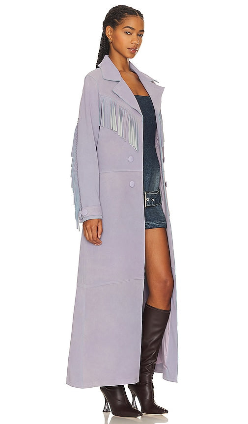 Understated Leather End of Time Coat in Lavender