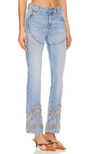Understated Leather Western Stretch Jeans in Blue