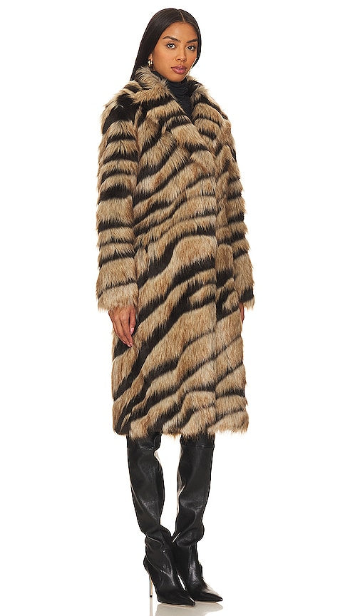 Unreal Fur Bengal Kiss Coat in Beige