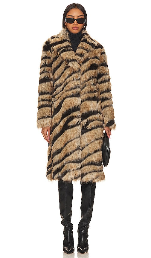Unreal Fur Bengal Kiss Coat in Beige