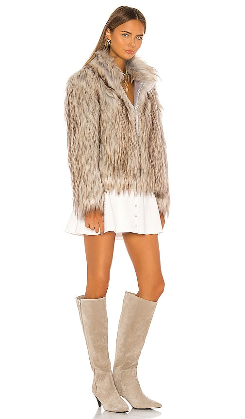 Unreal Fur Faux Fur Jacket in Tan