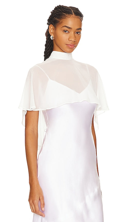 Unreal Fur Sheer Beauty Cape in White