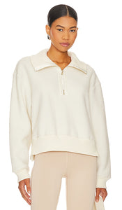 Varley Roselle Half Zip Sweatshirt in Ivory - Varley Roselle - Sweat-shirt à demi-fermeture éclair en ivoire - Varley Roselle 象牙色半拉链套头衫 - Varley Roselle Sweatshirt mit halbem Reißverschluss in Elfenbein - Varley Roselle 하프 지퍼 스웨트셔츠 색상은 아이보리 색상입니다. - Felpa Varley Roselle con mezza zip in avorio