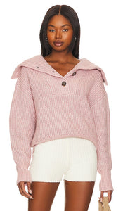 Varley Peverel Button Sweater in Rose - Varley Peverel - Pull boutonné en rose - Varley Peverel 玫瑰色纽扣毛衣 - Varley Peverel Button Pullover in Rose - Varley Peverel 버튼 스웨터 - Maglione con bottoni Varley Peverel in rosa