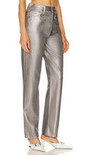 Veronica Beard Daniela Metallic Straight Leg in Metallic Silver