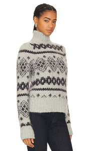 Veronica Beard Chiana Fairisle Sweater in Grey