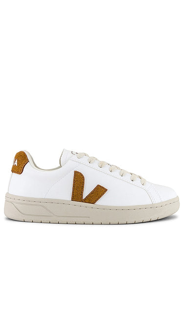 Veja Urca Sneaker in White | White & Camel Low Top Sneakers for Women
