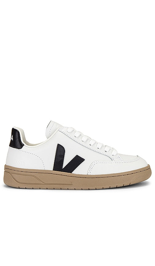 Veja V-12 Sneaker in White | Extra White & Black Dune Low Top Sneakers for Women