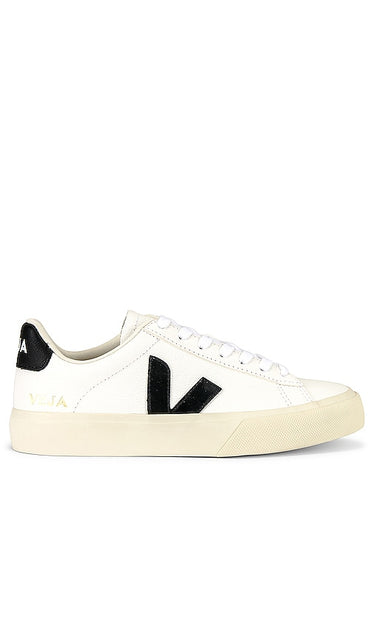Veja Campo Sneaker in White | Extra White & Black Low Top Sneakers for Women